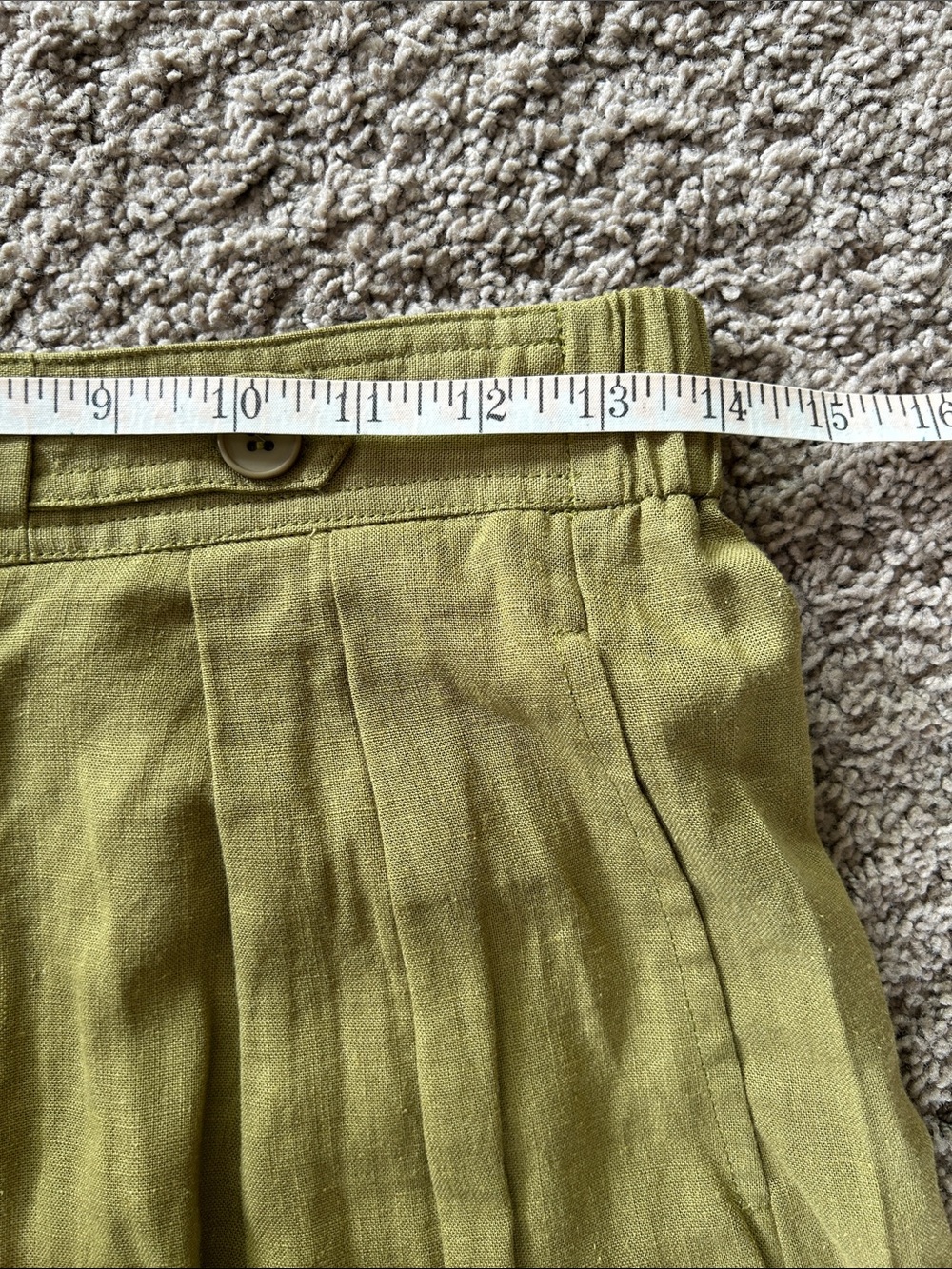 See You Soon | Olive Green Pleated Linen Blend Shorts - Picture 8 of 10